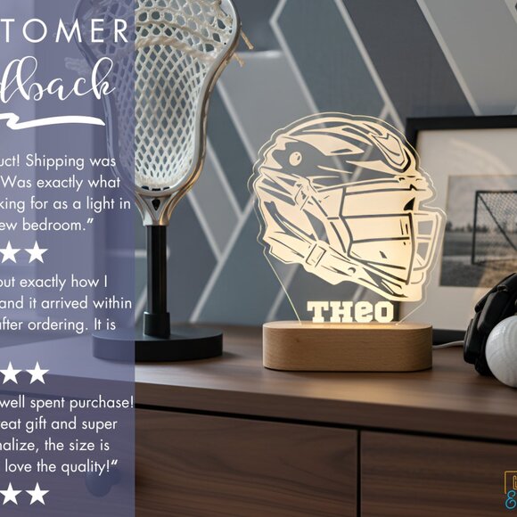Personalized Lacrosse Night Light – Custom LED Lamp for Players - Picture 7 of 8